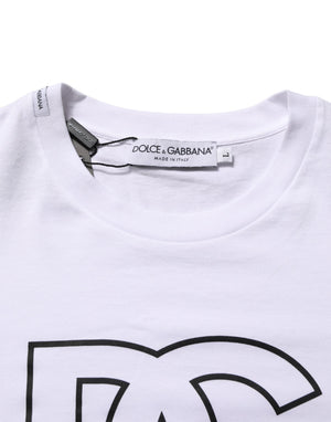 Dolce & Gabbana Weißes DG Logo Print Herren T-Shirt mit kurzen Ärmeln