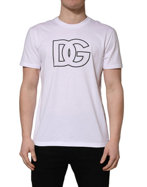 Dolce & Gabbana Weißes DG Logo Print Herren T-Shirt mit kurzen Ärmeln
