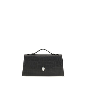 Alexander McQueen Schwarze Bos Taurus Kalbsleder Schultertasche