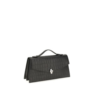 Alexander McQueen Schwarze Bos Taurus Kalbsleder Schultertasche