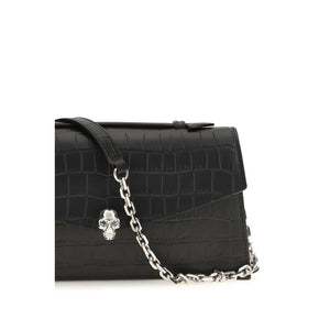 Alexander McQueen Schwarze Bos Taurus Kalbsleder Schultertasche