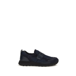 Prada Blaue Kalbsleder Bos Taurus Sportschuhe