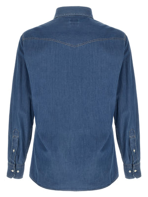 Brunello Cucinelli Blaue Baumwollbluse