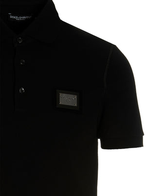 Dolce & Gabbana Schwarzes Baumwoll-Poloshirt