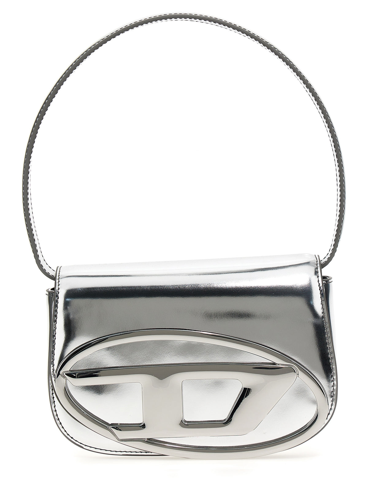 Diesel Schultertasche aus silbernem Rindsleder