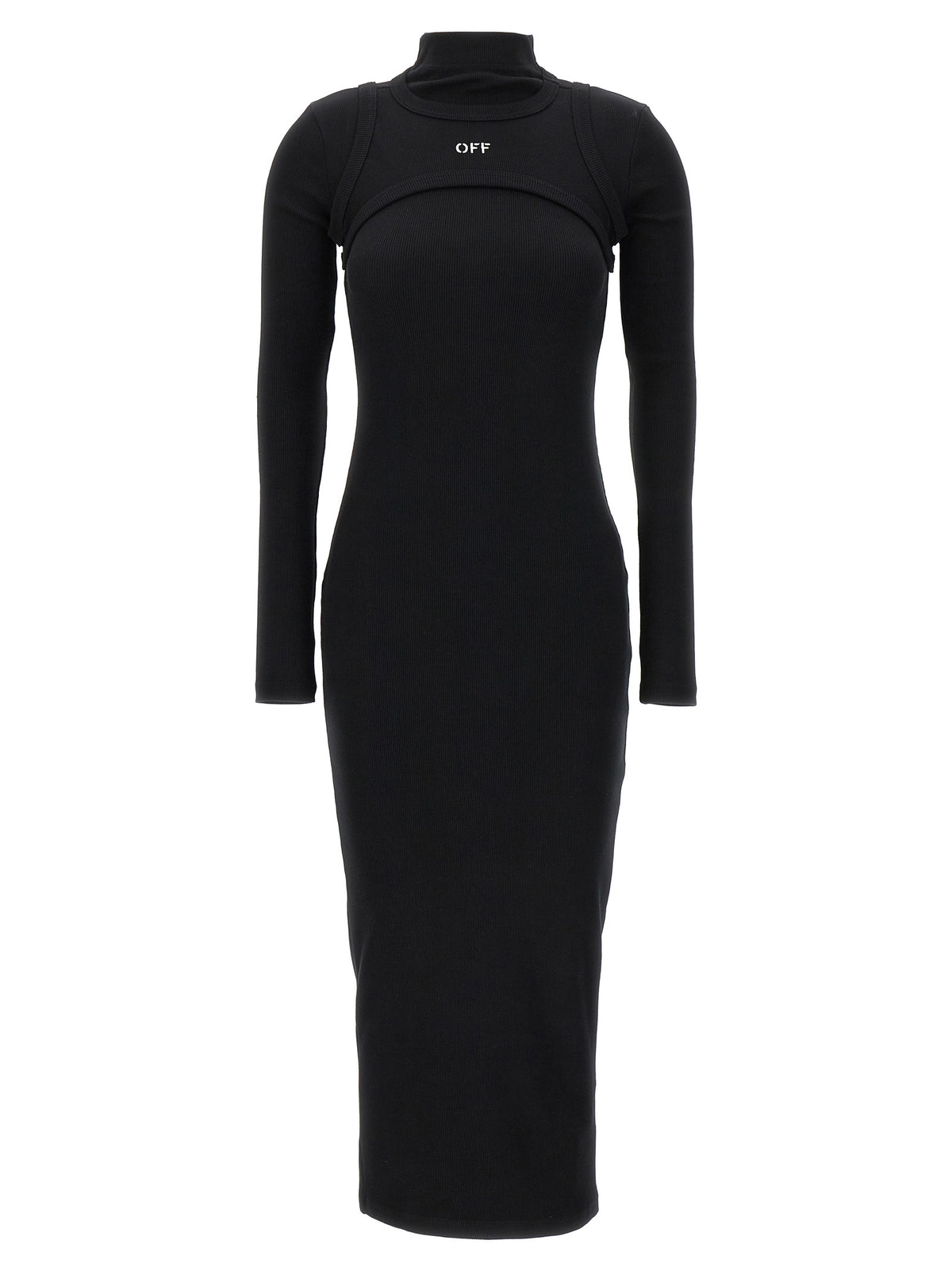 Off-White Schwarzes Baumwoll-Midikleid
