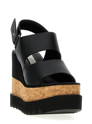 Stella McCartney Schwarze Keilsandalen aus Polyester