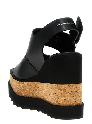 Stella McCartney Schwarze Keilsandalen aus Polyester