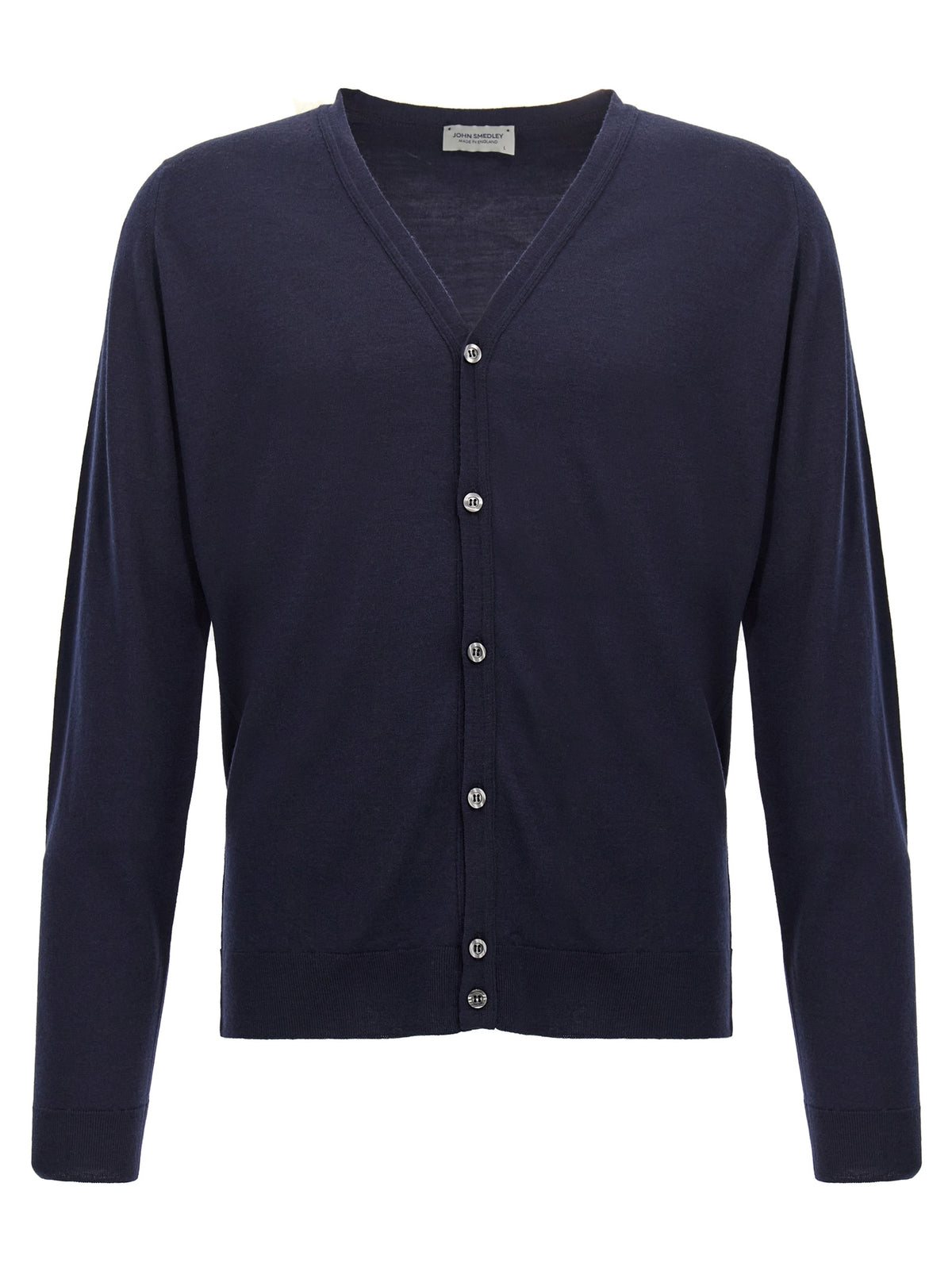 JOHN SMEDLEY Blauer Wollcardigan