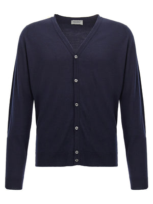 JOHN SMEDLEY Blauer Wollcardigan