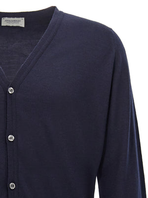 JOHN SMEDLEY Blauer Wollcardigan