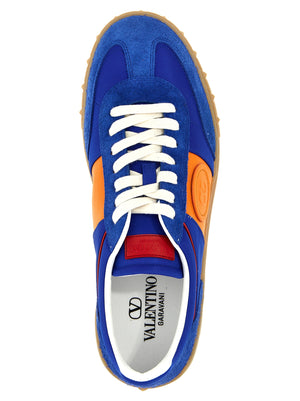 Valentino Garavani Blaue Low-Top-Sneaker aus Rindsleder