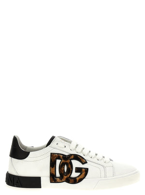 Dolce & Gabbana Mehrfarbige Kalbsleder-Sneaker mit niedrigem Schaft
