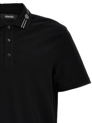 Versace Schwarzes Baumwoll-Poloshirt