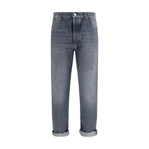 Brunello Cucinelli Graue Jeans aus Baumwolle im geraden Schnitt