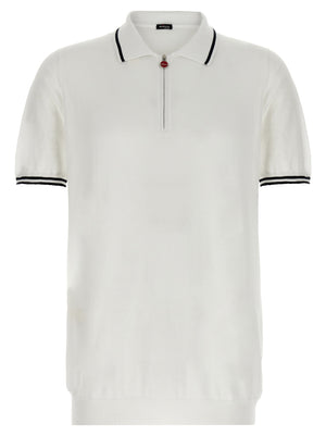 Kiton Weißes Poloshirt aus Baumwolle
