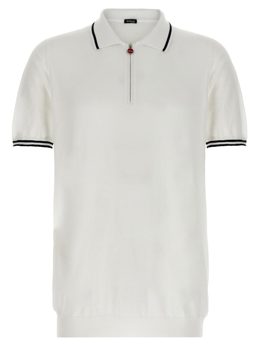 Kiton Weißes Poloshirt aus Baumwolle