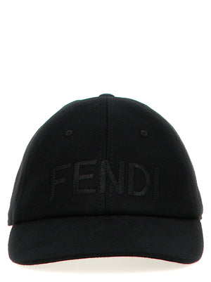 Fendi Schwarze Baumwollkappe (Baseball Cap)