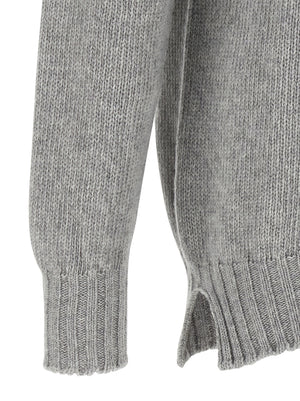 MA'RY'YA Grauer Cardigan aus reiner Schurwolle