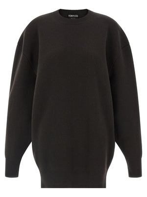 Tom Ford Kurzes Kleid aus brauner Schurwolle