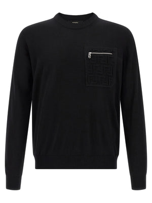 Fendi Schwarzer Cardigan aus Schurwolle
