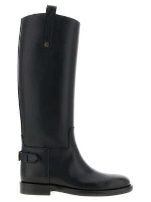 Burberry Schwarzes Kalbsleder Over-the-Knee