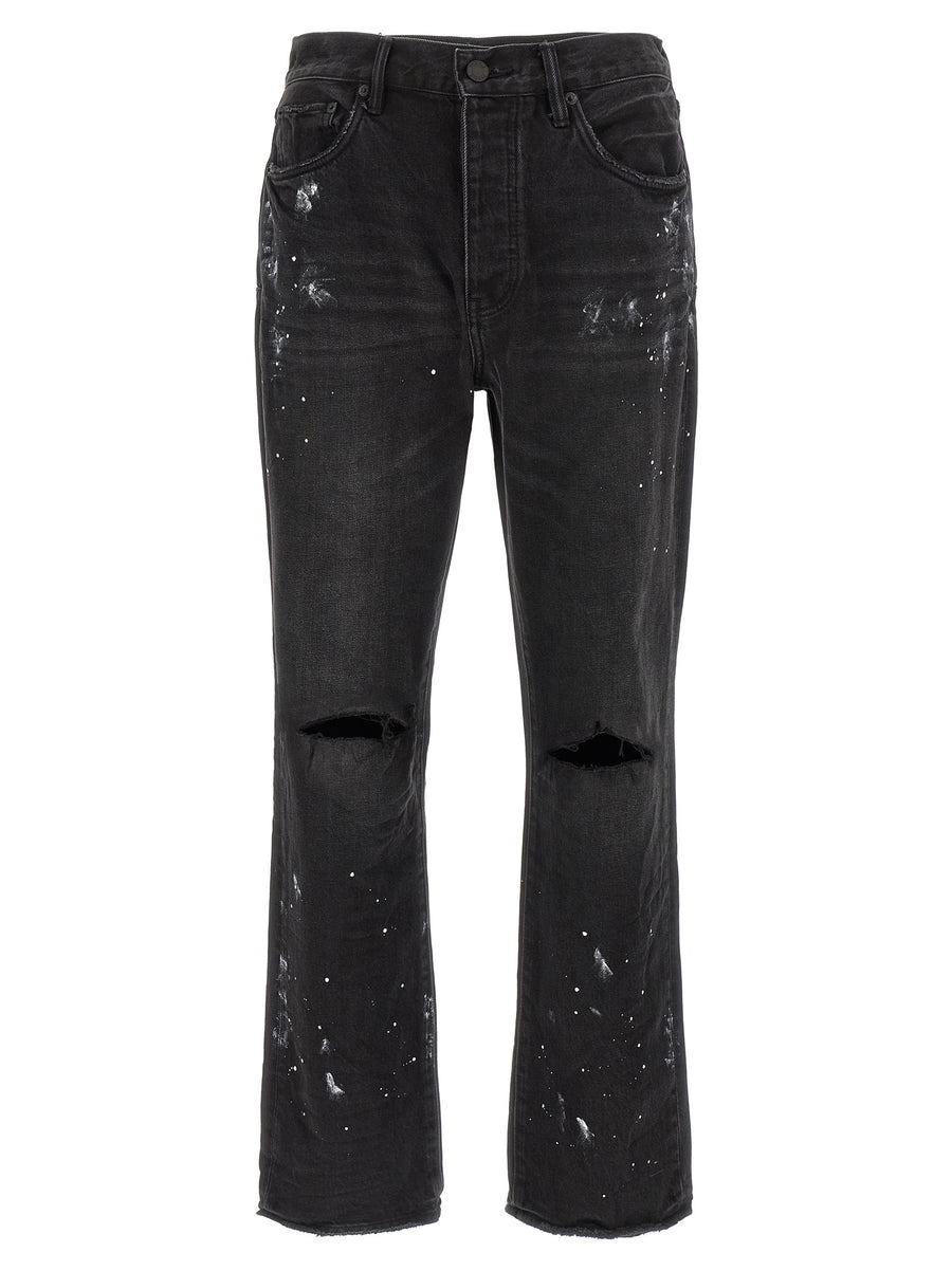 PURPLE Schwarze Baumwoll-Jeans mit geradem Bein