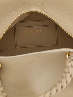 Ferragamo Graue Kalbsleder-Handtasche