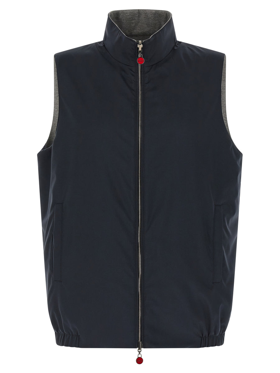 Kiton Blaue ärmellose Baumwolljacke