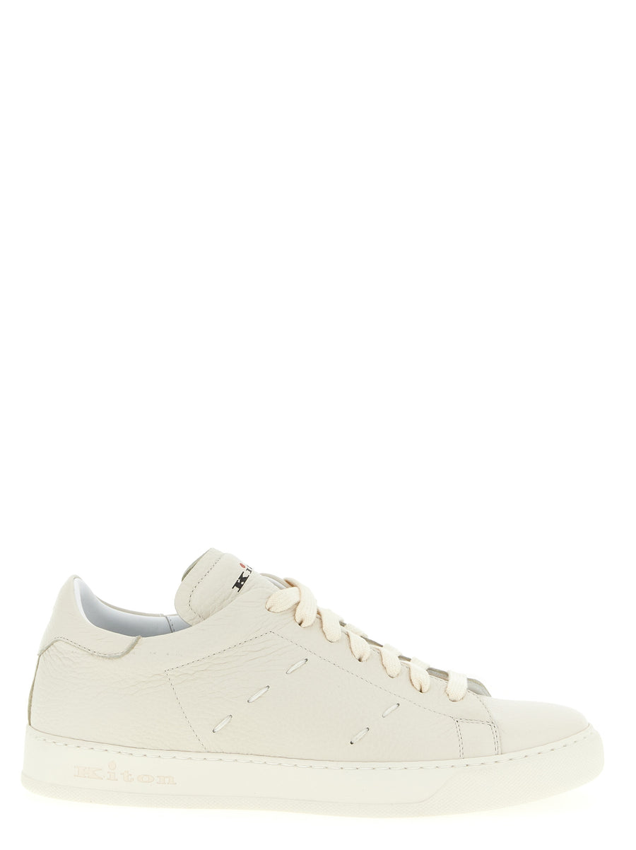 Kiton Weiße Nubukleder Low-Top-Sneaker
