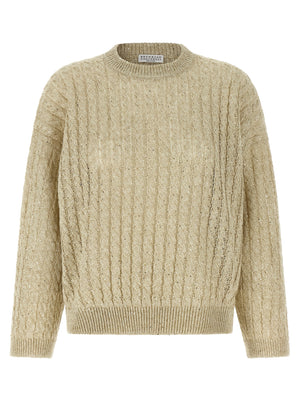 Brunello Cucinelli Beige Leinenstrickjacke