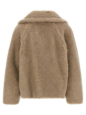 Max Mara Beige Alpaka Leder Mantel
