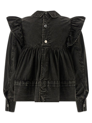 Ganni Schwarze Bio-Baumwollbluse