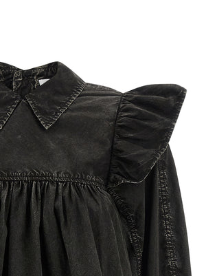 Ganni Schwarze Bio-Baumwollbluse