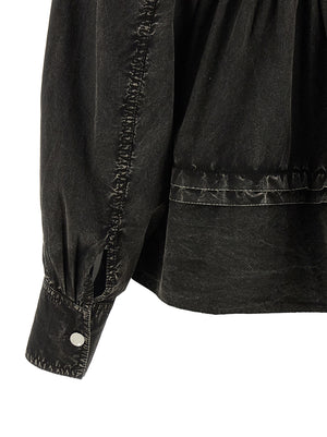 Ganni Schwarze Bio-Baumwollbluse