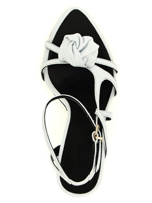 ROTATE BIRGER CHRISTENSEN Weiße Stiletto-Sandalen aus Kalbsleder