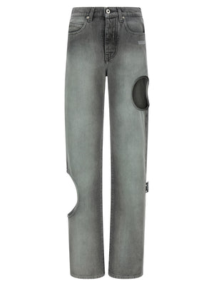 Off-White Graue Jeans aus Baumwolle im geraden Schnitt