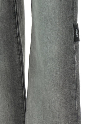 Off-White Graue Jeans aus Baumwolle im geraden Schnitt
