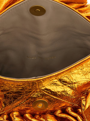 Dries Van Noten Orange Clutch aus Rindsleder