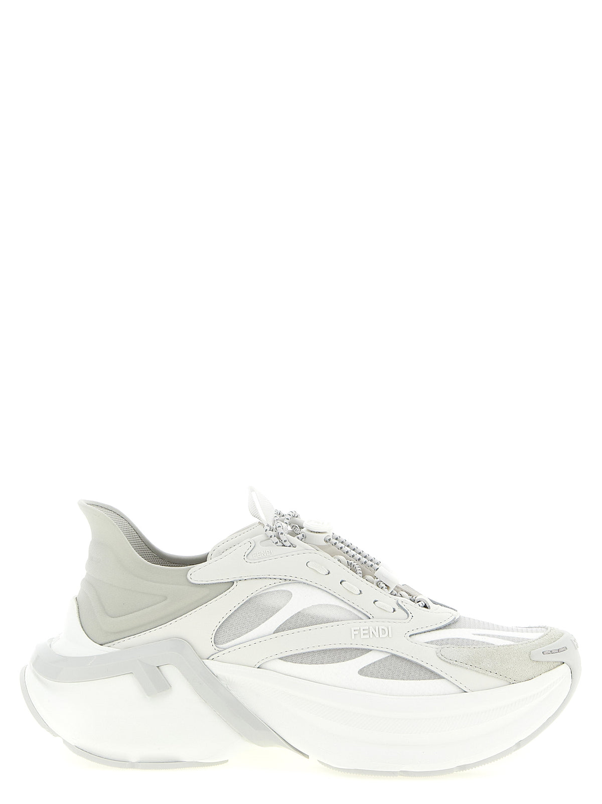 Fendi Graue Kalbsleder-Sneaker im Athletic-Stil
