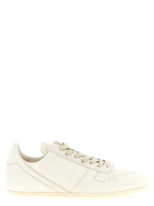Rick Owens Weiße Low-Top-Sneaker aus Lammleder