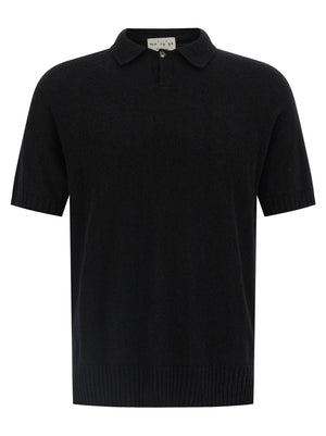 MA'RY'YA Schwarzes Baumwoll-Poloshirt