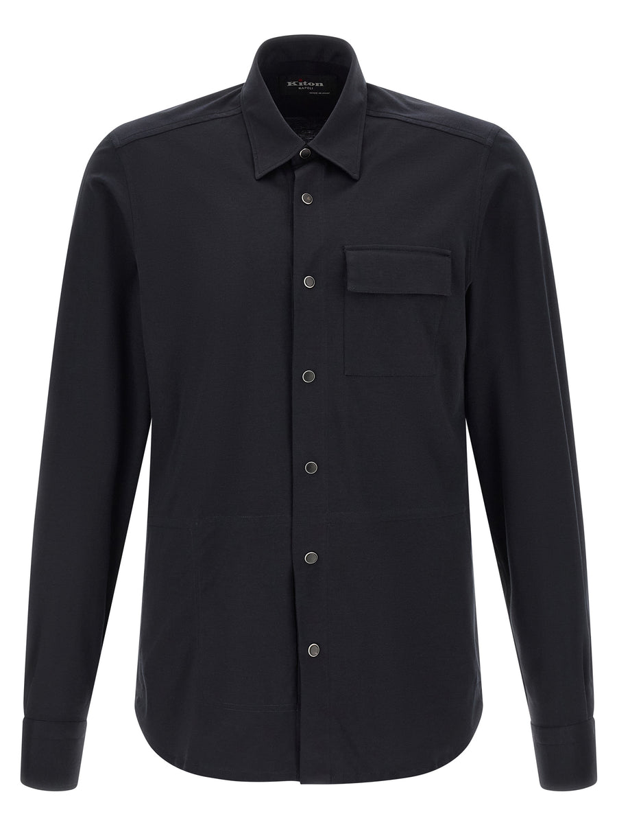 Kiton Blaue Baumwollbluse