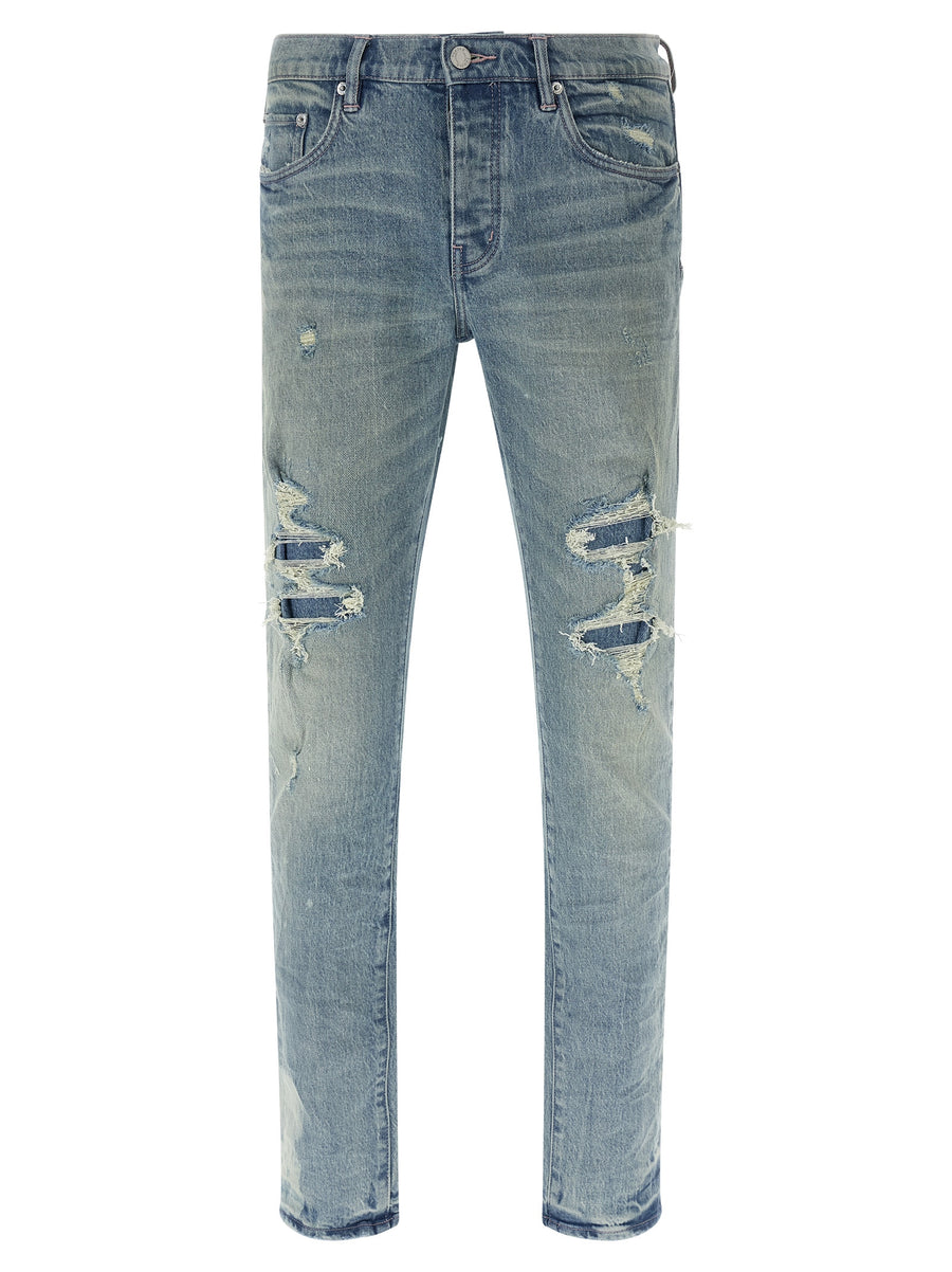 PURPLE Blaue Baumwoll-Skinny-Jeans