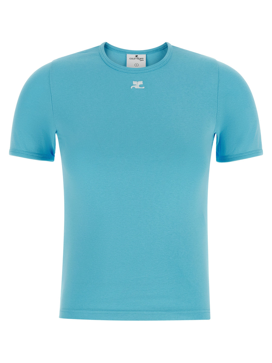 Courrèges Blaues Baumwoll-T-Shirt