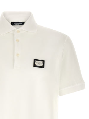 Dolce & Gabbana Weißes Poloshirt aus Baumwolle