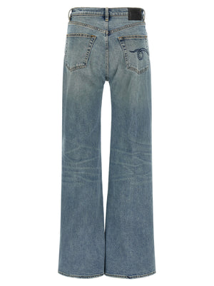 R13 Blaue Baumwoll-Jeans mit ausgestelltem Bein