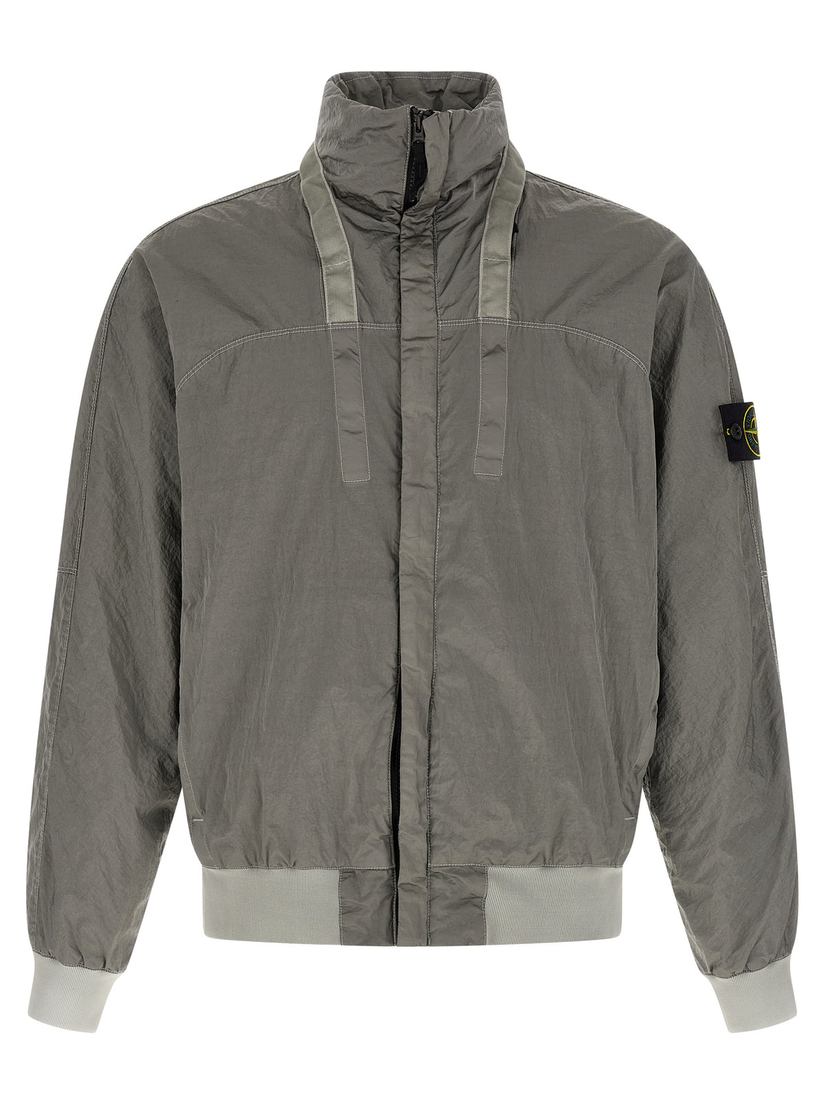 Stone Island Grauer Bomber aus Polyamid