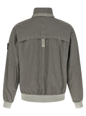 Stone Island Grauer Bomber aus Polyamid
