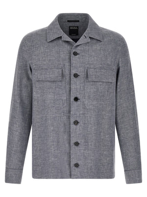 ZEGNA Blaue Leinenbluse